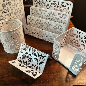 5 Piece Office Desk Organizer Set White